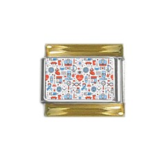 Medical Icons Square Seamless Pattern Gold Trim Italian Charm (9mm) by Jancukart