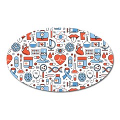 Medical Icons Square Seamless Pattern Oval Magnet