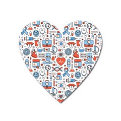 Medical Icons Square Seamless Pattern Heart Magnet