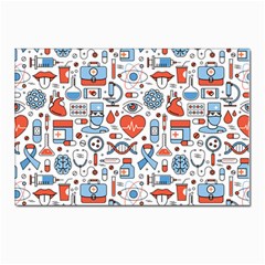 Medical Icons Square Seamless Pattern Postcard 4 x 6  (pkg Of 10)