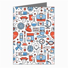 Medical Icons Square Seamless Pattern Greeting Cards (pkg Of 8) by Jancukart