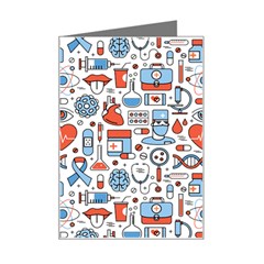 Medical Icons Square Seamless Pattern Mini Greeting Card by Jancukart