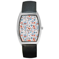 Medical Icons Square Seamless Pattern Barrel Style Metal Watch by Jancukart