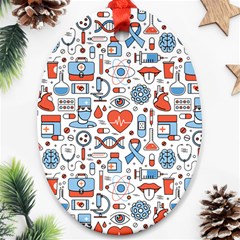 Medical Icons Square Seamless Pattern Oval Ornament (two Sides) by Jancukart