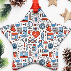 Medical Icons Square Seamless Pattern Star Ornament (two Sides) by Jancukart