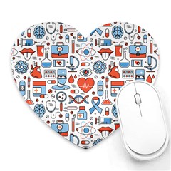 Medical Icons Square Seamless Pattern Heart Mousepad by Jancukart