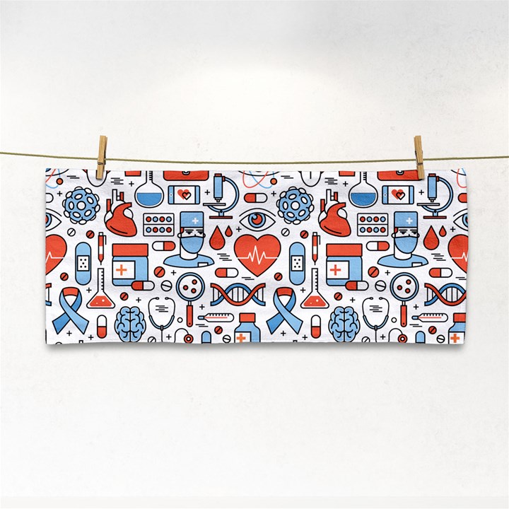 Medical Icons Square Seamless Pattern Hand Towel