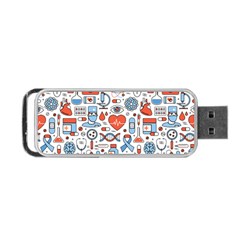 Medical Icons Square Seamless Pattern Portable Usb Flash (one Side)