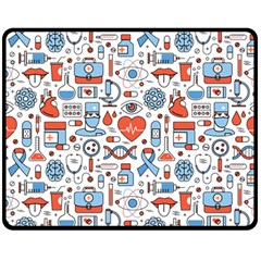 Medical Icons Square Seamless Pattern Double Sided Fleece Blanket (medium)  by Jancukart