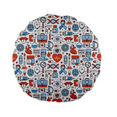 Medical Icons Square Seamless Pattern Standard 15  Premium Flano Round Cushions by Jancukart