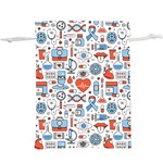 Medical Icons Square Seamless Pattern Lightweight Drawstring Pouch (XL) Front