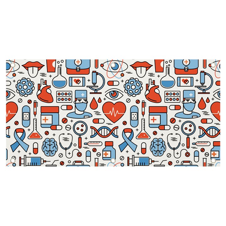 Medical Icons Square Seamless Pattern Banner and Sign 4  x 2 