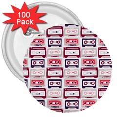 Cassettes Seamless Pattern 3  Buttons (100 Pack) 