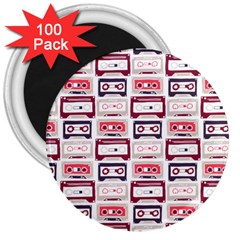 Cassettes Seamless Pattern 3  Magnets (100 Pack) by Jancukart