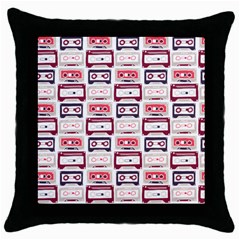 Cassettes Seamless Pattern Throw Pillow Case (black)