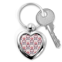 Cassettes Seamless Pattern Key Chain (heart) by Jancukart