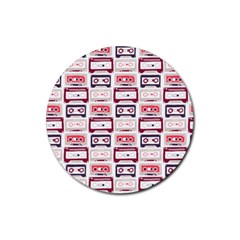 Cassettes Seamless Pattern Rubber Round Coaster (4 Pack)