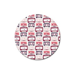 Cassettes Seamless Pattern Magnet 3  (round)