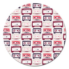 Cassettes Seamless Pattern Magnet 5  (round)