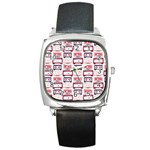 Cassettes Seamless Pattern Square Metal Watch Front