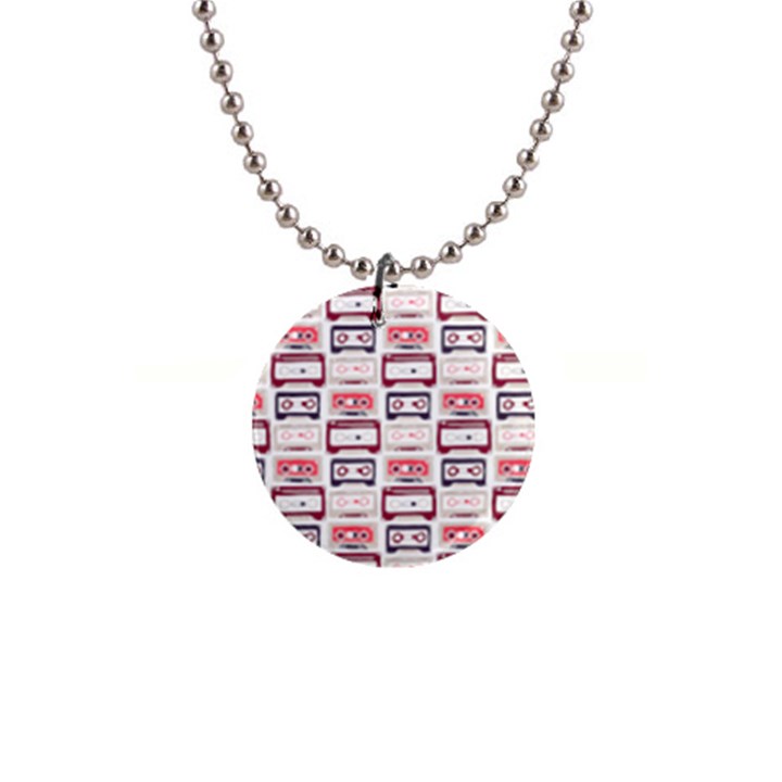 Cassettes Seamless Pattern 1  Button Necklace