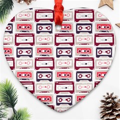 Cassettes Seamless Pattern Heart Ornament (two Sides)