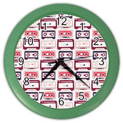 Cassettes Seamless Pattern Color Wall Clock