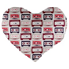 Cassettes Seamless Pattern Large 19  Premium Heart Shape Cushions