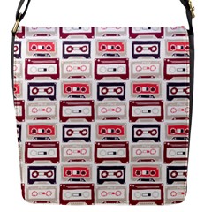 Cassettes Seamless Pattern Flap Closure Messenger Bag (s)