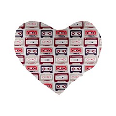 Cassettes Seamless Pattern Standard 16  Premium Flano Heart Shape Cushions