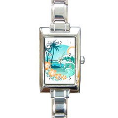 Paradise Heaven Holiday Beach Orange Ocean Rectangle Italian Charm Watch