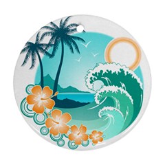 Paradise Heaven Holiday Beach Orange Ocean Ornament (round) by Jancukart