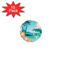 Paradise Heaven Holiday Beach Orange Ocean 1  Mini Buttons (10 Pack) 