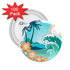 Paradise Heaven Holiday Beach Orange Ocean 2 25  Buttons (100 Pack) 