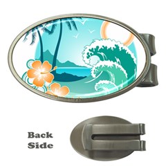 Paradise Heaven Holiday Beach Orange Ocean Money Clips (oval) 