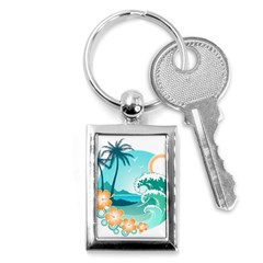 Paradise Heaven Holiday Beach Orange Ocean Key Chain (rectangle)