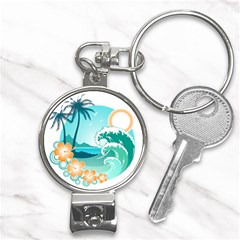 Paradise Heaven Holiday Beach Orange Ocean Nail Clippers Key Chain by Jancukart