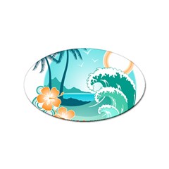 Paradise Heaven Holiday Beach Orange Ocean Sticker (oval) by Jancukart