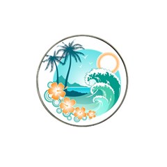 Paradise Heaven Holiday Beach Orange Ocean Hat Clip Ball Marker (4 Pack)