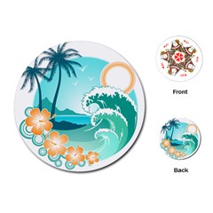 Paradise Heaven Holiday Beach Orange Ocean Playing Cards Single Design (round)