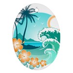 Paradise Heaven Holiday Beach Orange Ocean Oval Ornament (Two Sides) Front