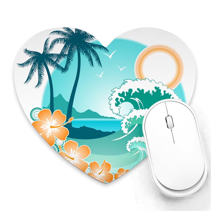 Paradise Heaven Holiday Beach Orange Ocean Heart Mousepad