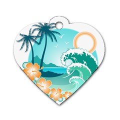 Paradise Heaven Holiday Beach Orange Ocean Dog Tag Heart (one Side) by Jancukart