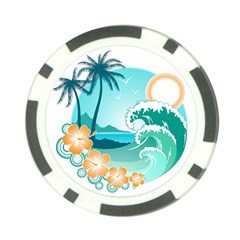 Paradise Heaven Holiday Beach Orange Ocean Poker Chip Card Guard