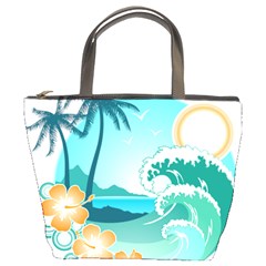 Paradise Heaven Holiday Beach Orange Ocean Bucket Bag