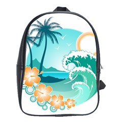 Paradise Heaven Holiday Beach Orange Ocean School Bag (large) by Jancukart