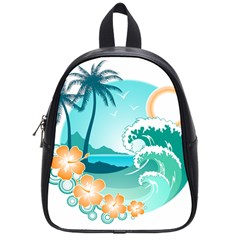 Paradise Heaven Holiday Beach Orange Ocean School Bag (small) by Jancukart