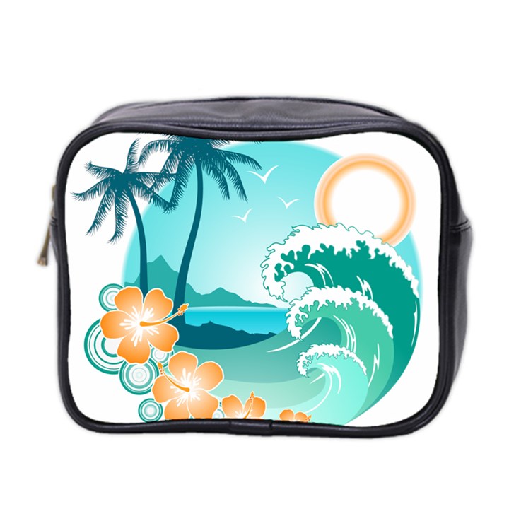 Paradise Heaven Holiday Beach Orange Ocean Mini Toiletries Bag (Two Sides)