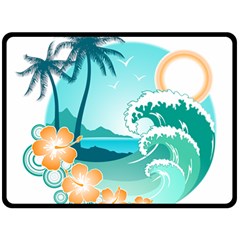 Paradise Heaven Holiday Beach Orange Ocean Fleece Blanket (large) 