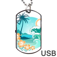 Paradise Heaven Holiday Beach Orange Ocean Dog Tag Usb Flash (two Sides) by Jancukart